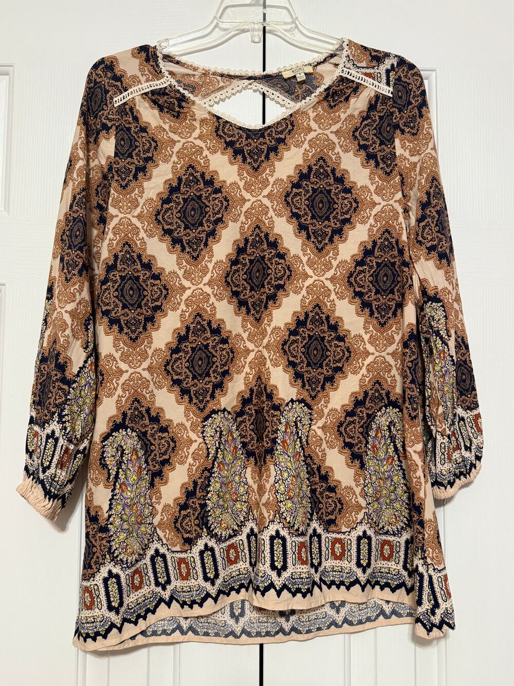 Kori America Golden Medallion Boho Dress, Size S
